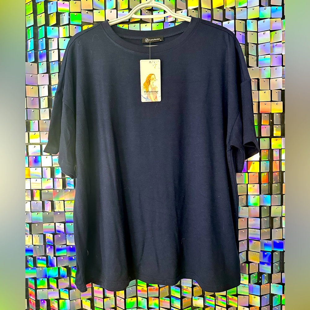 PrettyGarden Oversized Navy T-Shirt - New with Tags, Size L